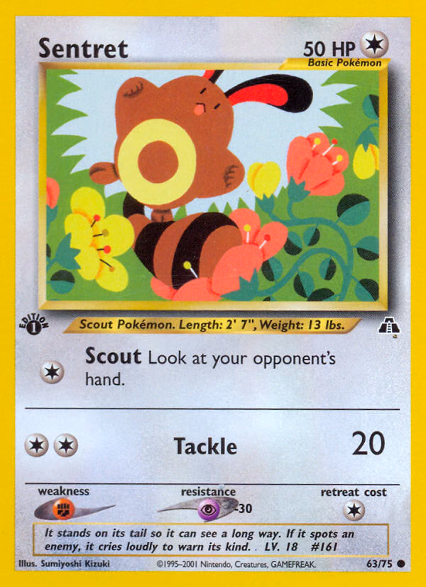 Sentret (Unlimited) Pokemon card (63/75, Neo Discovery)