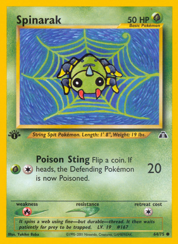 Spinarak (Unlimited) Pokemon card (64/75, Neo Discovery)
