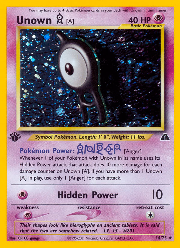 Unown [A] (Unlimited) Pokemon card (14/75, Neo Discovery)