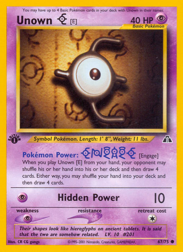 Unown [E] (Unlimited) Pokemon card (67/75, Neo Discovery)