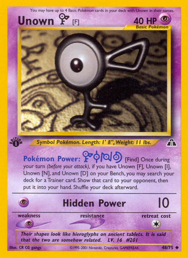 Unown [F] (Unlimited) Pokemon card (48/75, Neo Discovery)
