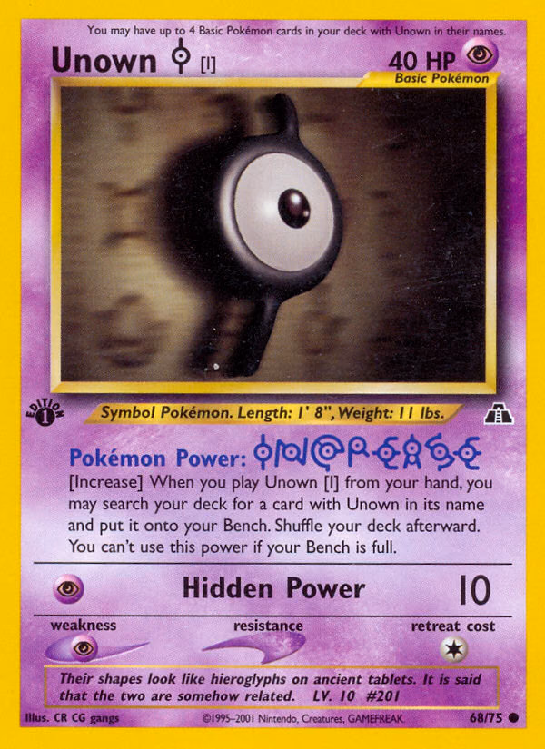 Unown [I] (1st Edition) Pokemon card (68/75, Neo Discovery)