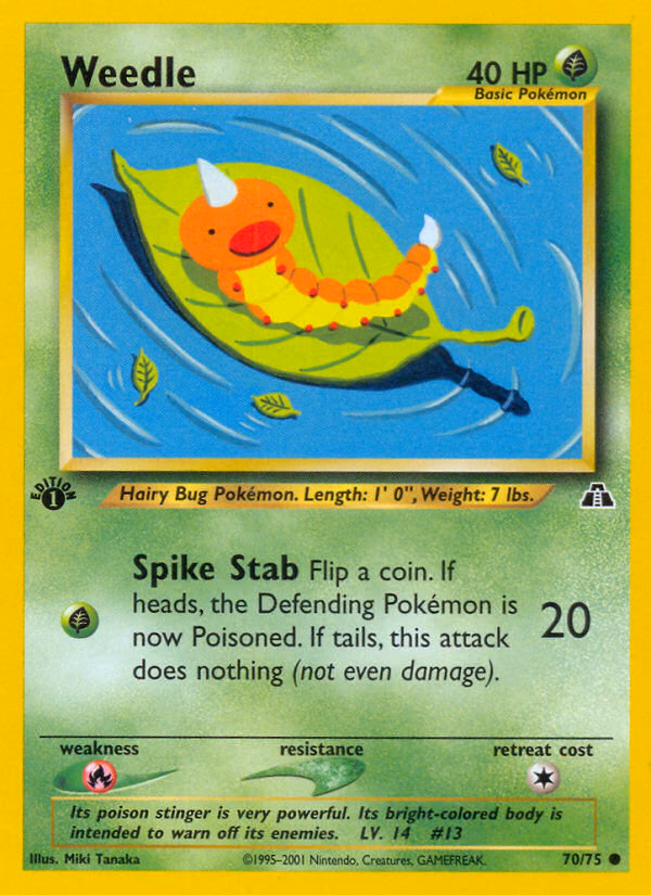 Weedle (1st Edition) Pokemon card (70/75, Neo Discovery)