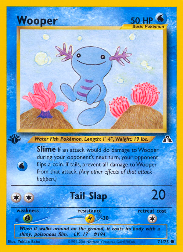 Wooper (Unlimited) Pokemon card (71/75, Neo Discovery)