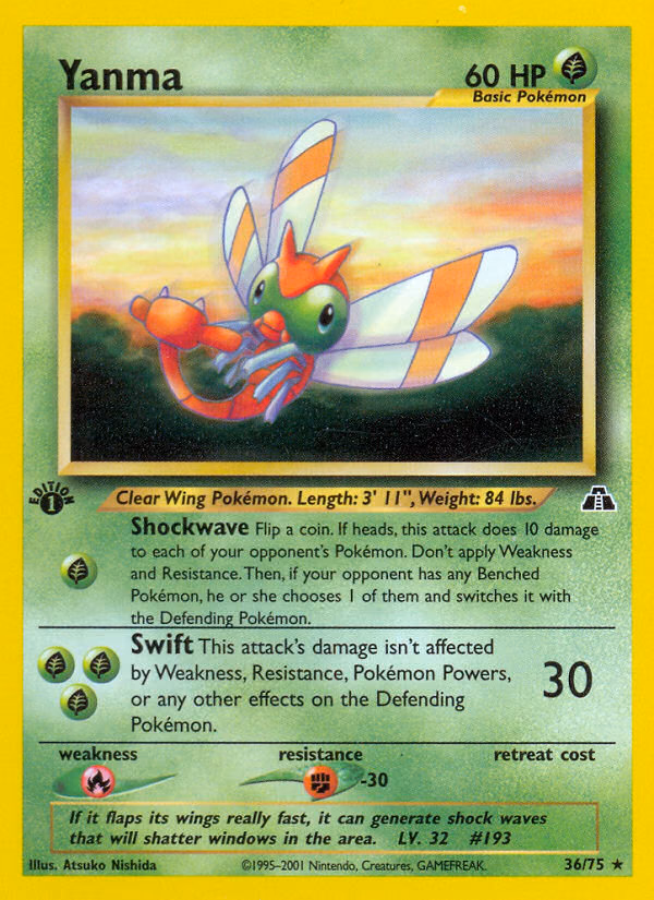 Yanma (Unlimited) Pokemon card (36/75, Neo Discovery)