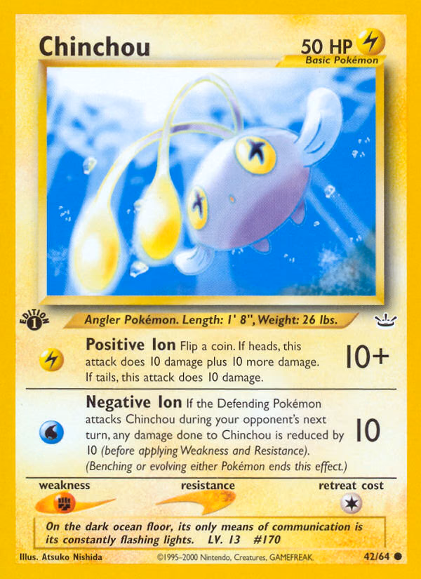 Chinchou (Unlimited) Pokemon card (42/64, Neo Revelation)