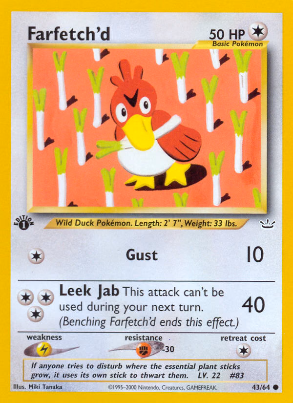 Farfetch'd (Unlimited) Pokemon card (43/64, Neo Revelation)
