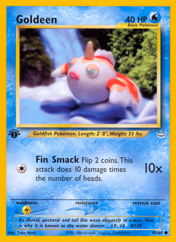 Goldeen (1st Edition) Pokemon card (45/64, Neo Revelation)