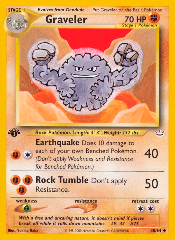 Graveler (1st Edition) Pokemon card (30/64, Neo Revelation)