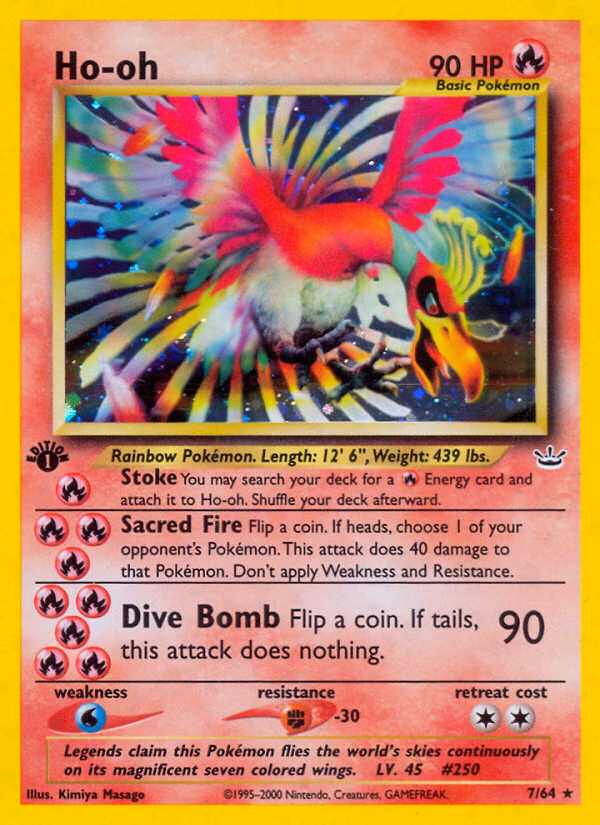 Ho-oh (1st Edition) Pokemon card (7/64, Neo Revelation)