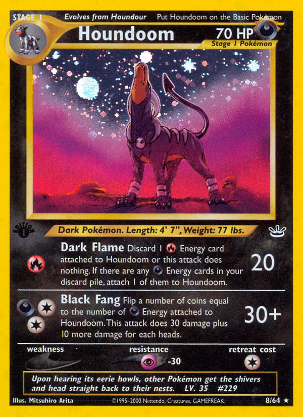 Houndoom (1st Edition) Pokemon card (8/64, Neo Revelation)