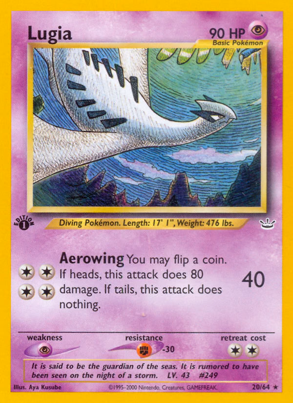 Lugia (Unlimited) Pokemon card (20/64, Neo Revelation)