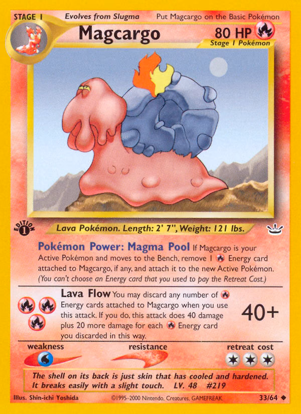 Magcargo (Unlimited) Pokemon card (33/64, Neo Revelation)