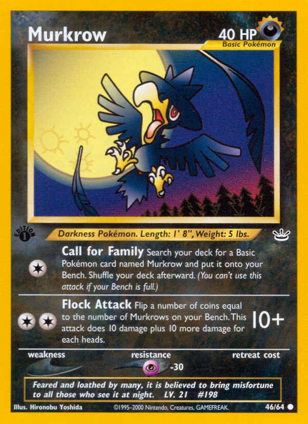 Murkrow (1st Edition) Pokemon card (46/64, Neo Revelation)