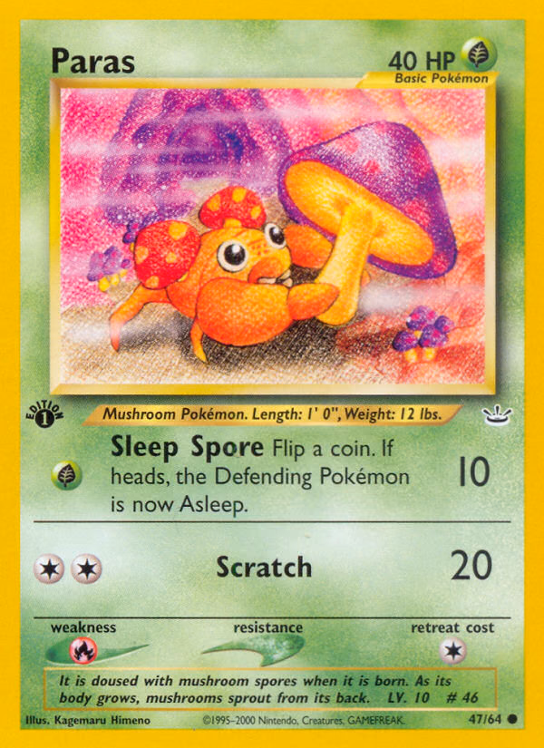 Paras (Unlimited) Pokemon card (47/64, Neo Revelation)