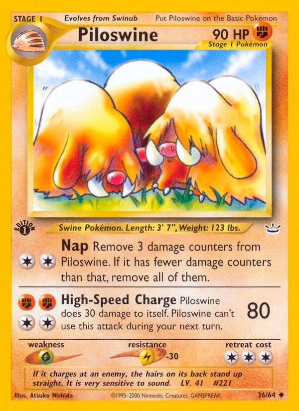 Piloswine (1st Edition) Pokemon card (36/64, Neo Revelation)