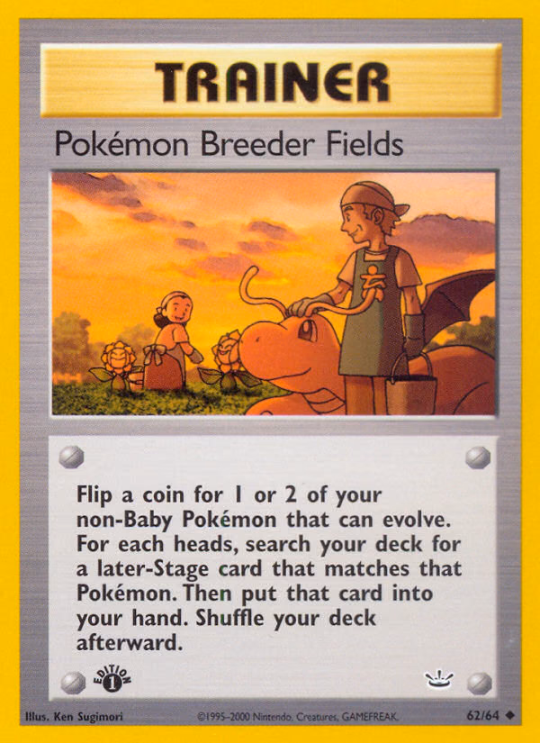Pokémon Breeder Fields (1st Edition) Pokemon card (62/64, Neo Revelation)