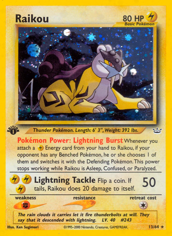 Raikou (Unlimited) Pokemon card (13/64, Neo Revelation)