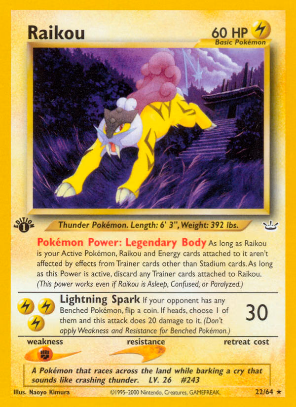 Raikou (Unlimited) Pokemon card (22/64, Neo Revelation)