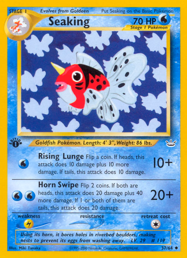 Seaking (1st Edition) Pokemon card (37/64, Neo Revelation)