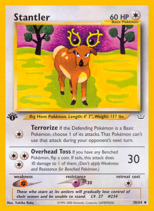 Stantler (1st Edition) Pokemon card (38/64, Neo Revelation)