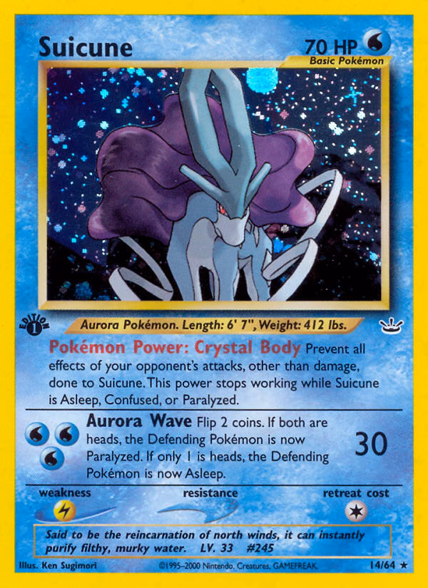 Suicune (Unlimited) Pokemon card (14/64, Neo Revelation)