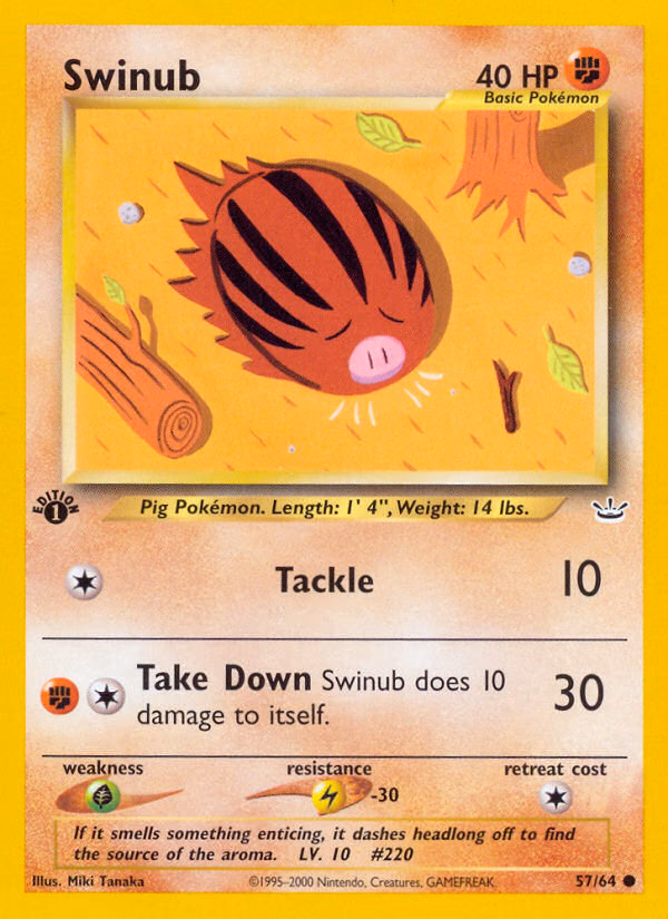 Swinub (1st Edition) Pokemon card (57/64, Neo Revelation)