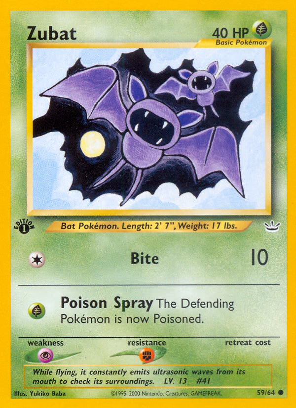 Zubat (Unlimited) Pokemon card (59/64, Neo Revelation)
