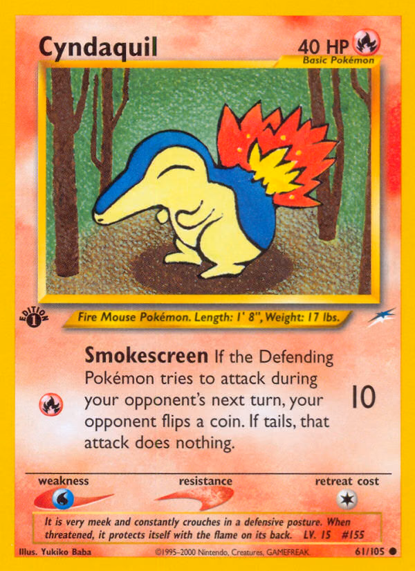 Cyndaquil (1st Edition) Pokemon card (61/105, Neo Destiny)