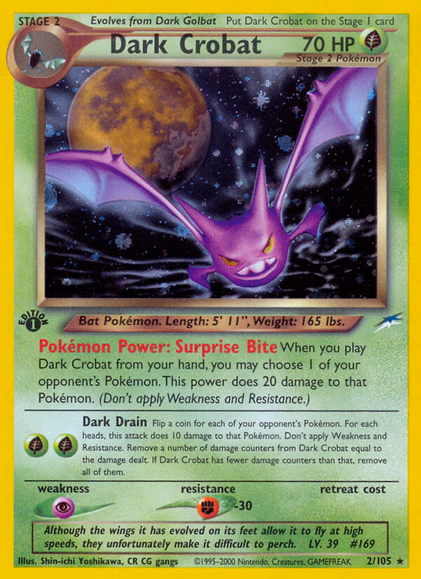 Dark Crobat (Unlimited) Pokemon card (2/105, Neo Destiny)