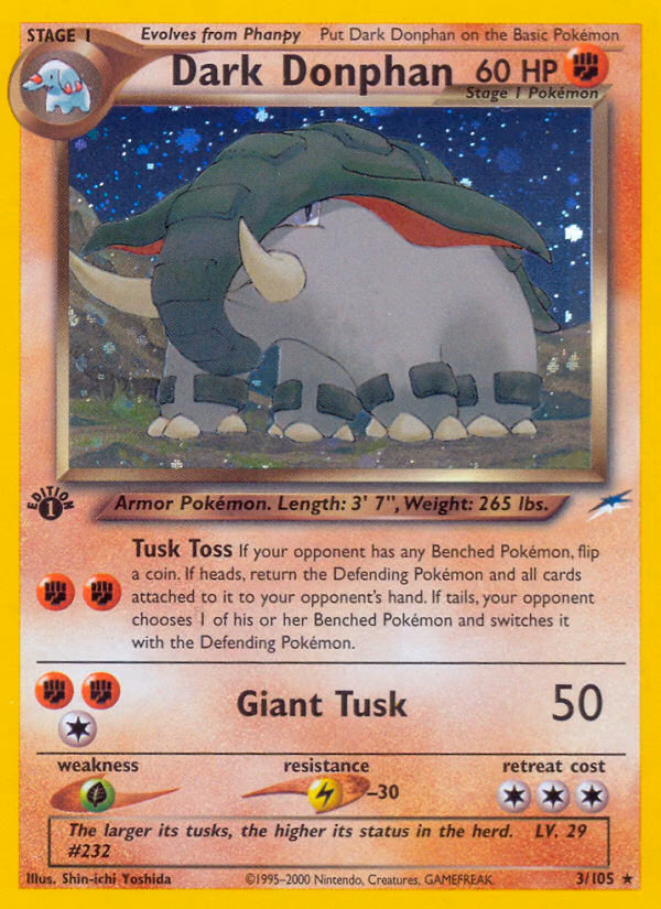 Dark Donphan (Unlimited) Pokemon card (3/105, Neo Destiny)