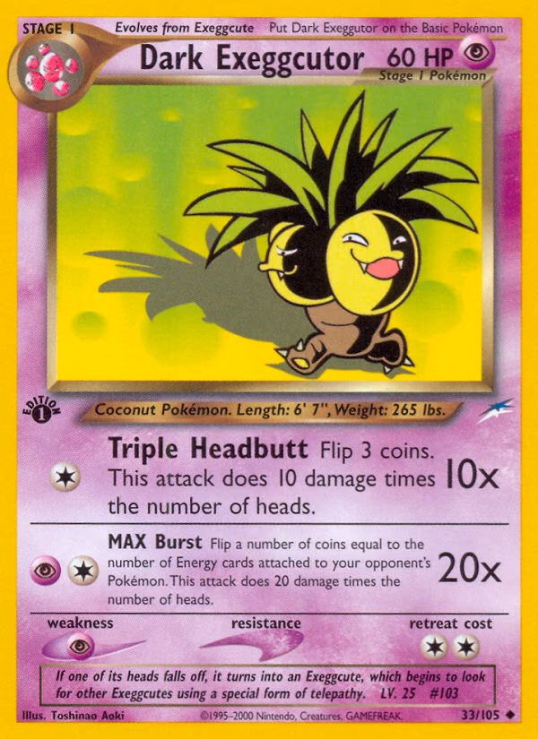 Dark Exeggutor (Unlimited) Pokemon card (33/105, Neo Destiny)