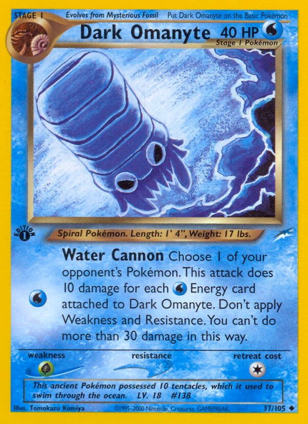 Dark Omanyte (Unlimited) Pokemon card (37/105, Neo Destiny)