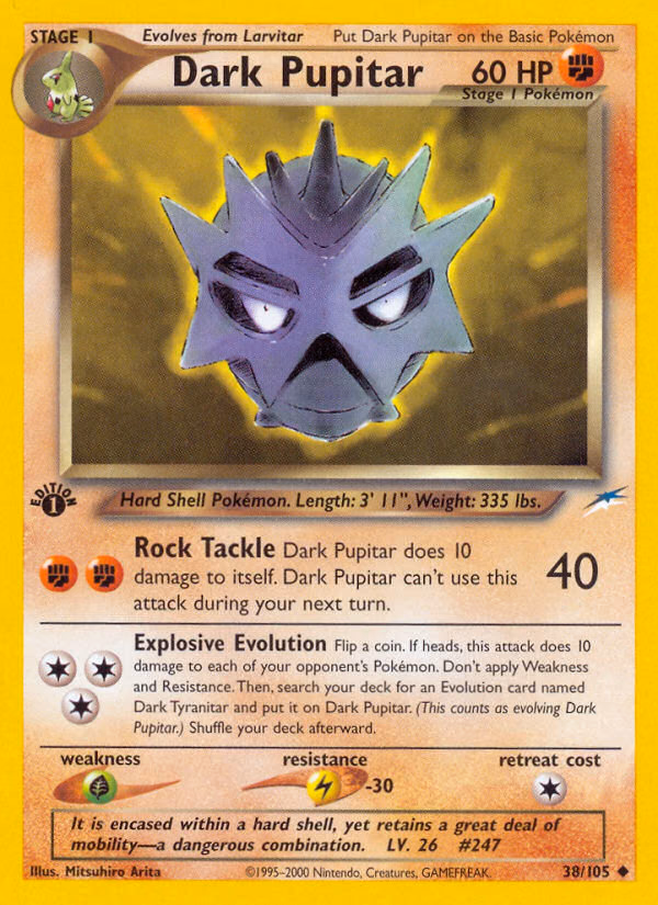 Dark Pupitar (1st Edition) Pokemon card (38/105, Neo Destiny)