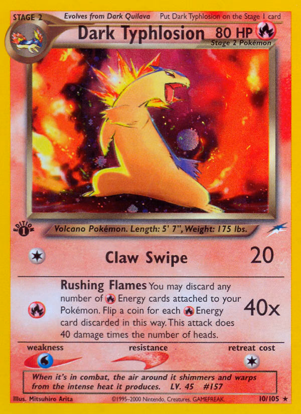 Dark Typhlosion (1st Edition) Pokemon card (10/105, Neo Destiny)