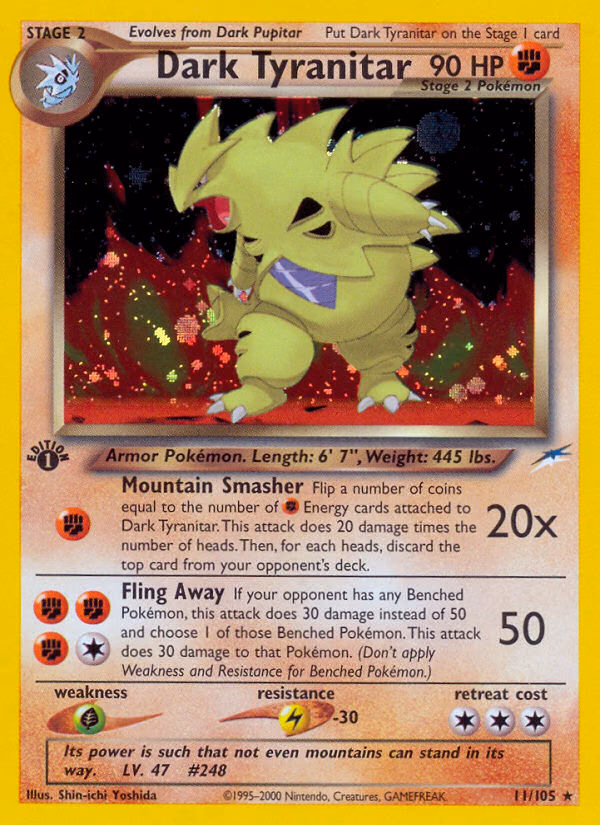 Dark Tyranitar (1st Edition) Pokemon card (11/105, Neo Destiny)