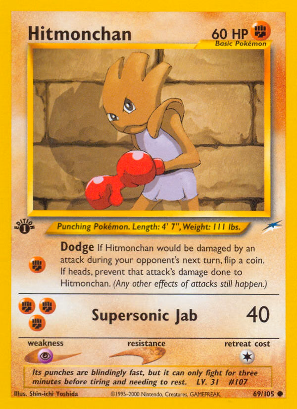 Hitmonchan (Unlimited) Pokemon card (69/105, Neo Destiny)