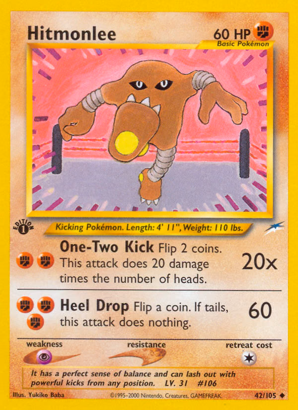 Hitmonlee (Unlimited) Pokemon card (42/105, Neo Destiny)