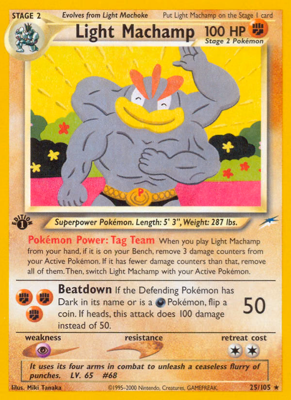 Light Machamp (1st Edition) Pokemon card (25/105, Neo Destiny)