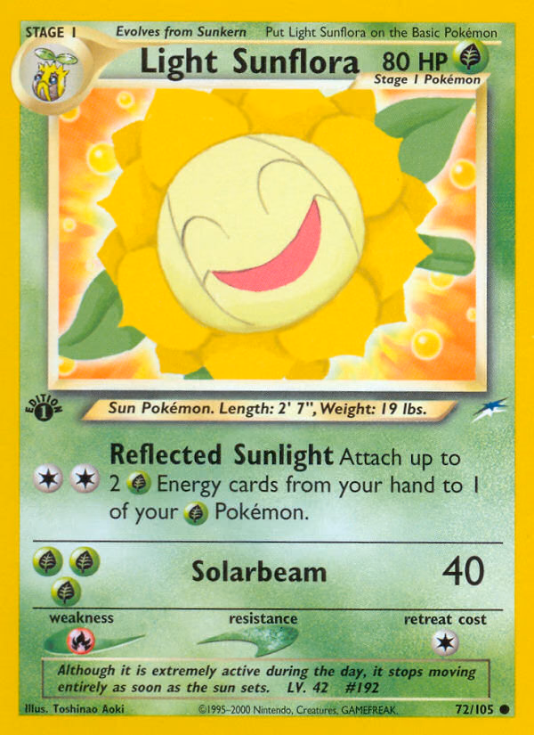 Light Sunflora (1st Edition) Pokemon card (72/105, Neo Destiny)