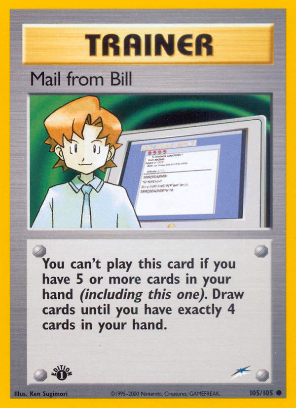 Mail from Bill (1st Edition) Pokemon card (105/105, Neo Destiny)