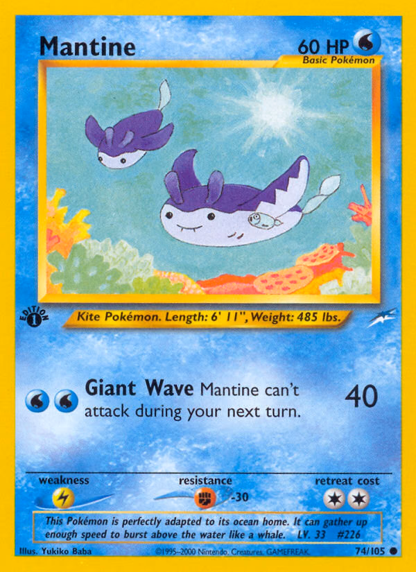 Mantine (Unlimited) Pokemon card (74/105, Neo Destiny)