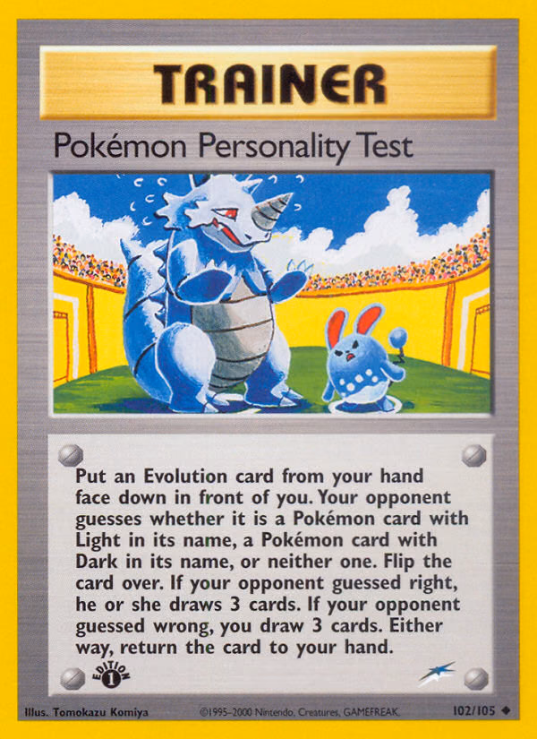 Pokémon Personality Test (Unlimited) Pokemon card (102/105, Neo Destiny)