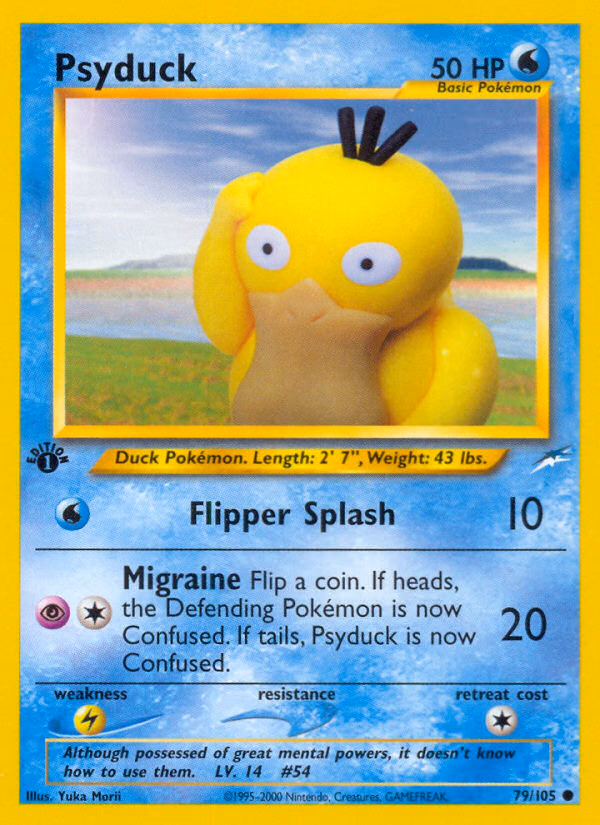 Psyduck (1st Edition) Pokemon card (79/105, Neo Destiny)