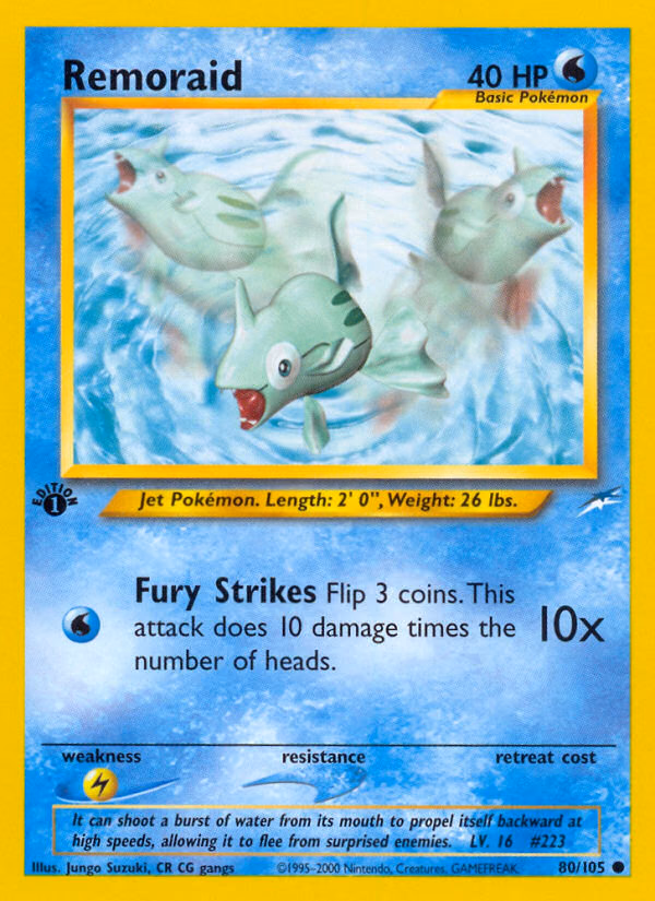 Remoraid (Unlimited) Pokemon card (80/105, Neo Destiny)