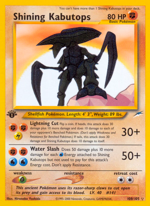 Shining Kabutops (1st Edition) Pokemon card (108/105, Neo Destiny)