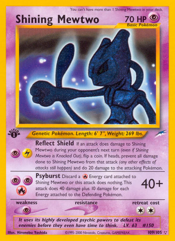 Shining Mewtwo (Unlimited) Pokemon card (109/105, Neo Destiny)