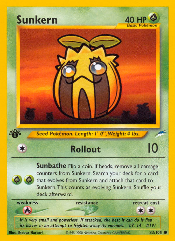Sunkern (Unlimited) Pokemon card (83/105, Neo Destiny)