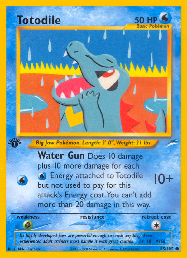 Totodile (1st Edition) Pokemon card (85/105, Neo Destiny)