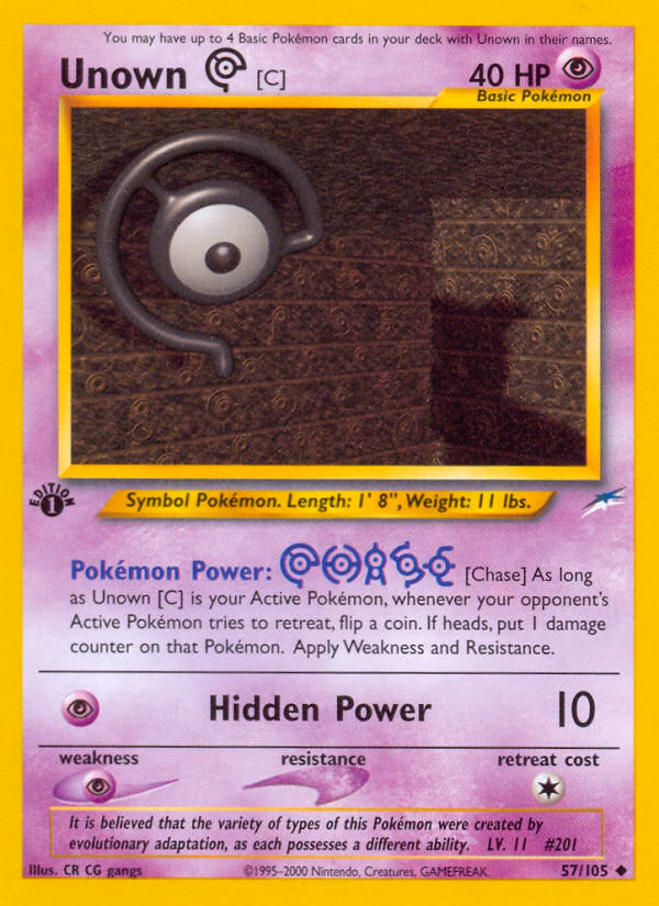 Unown [C] (Unlimited) Pokemon card (57/105, Neo Destiny)